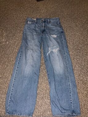 Levi’s Light Blue Distressed Straight Leg Jeans